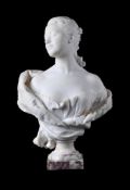 HENRI WEIGELE (1858-1927), A WHITE MARBLE BUST OF A YOUNG WOMAN, LAST QUATER 19TH CENTURY