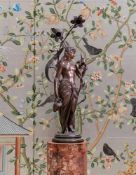 A LARGE FRENCH BRONZE FIGURAL TABLE LAMP, LATE 19TH CENTURY