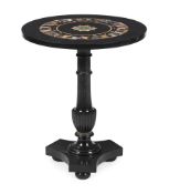 A VICTORIAN DERBYSHIRE BLACK MARBLE AND SPECIMEN MARBLE INLAID CENTRE TABLE, MID 19TH CENTURY