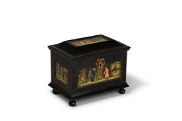Y A DUTCH CHINOISERIE PAINTED JEWELLERY OR SEWING BOX, EARLY 19TH CENTURY