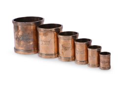 A SET OF SIX GEORGE IV BELL METAL IMPERIAL LIQUID MEASURES, MAJORITY DATED 1826
