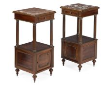 A PAIR OF MAHOGANY AND BRASS MOUNTED BEDSIDE CABINETS, FRENCH, LATE 19TH CENTURY
