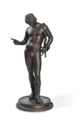 AFTER THE ANTIQUE, AN ITALIAN BRONZE FIGURE OF NARCISSUS, CAST BY ROHRICH, MID 19TH CENTURY