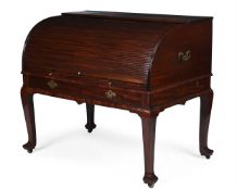 A GEORGE II MAHOGANY TAMBOUR CYLINDER BUREAU, CIRCA 1730