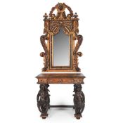AN ITALIAN CARVED GILTWOOD AND SIMULATED MARBLE SIDE OR DRESSING TABLE, 18TH CENTURY