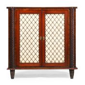 A REGENCY MAHOGANY AND BRASS INLAID SIDE CABINET, CIRCA 1815