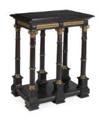 Y A FRENCH EBONY, EBONISED AND ORMOLU MOUNTED CONSOLE OR SCULPTURE TABLE, BY BARBEDIENNE, CIRCA 1870