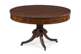 A GEORGE III MAHOGANY LIBRARY DRUM TABLE, CIRCA 1800