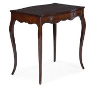 A GEORGE III MAHOGANY SERPENTINE CENTRE OR WRITING TABLE, IN THE MANNER OF JOHN COBB, CIRCA 1765