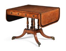 Y A REGENCY AMBOYNA AND COROMANDEL CROSSBANDED SOFA TABLE, CIRCA 1820