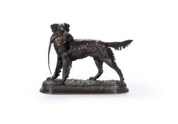 JULES MOIGNIEZ (1835-1894), A LARGE ANIMALIER BRONZE OF A HUNTING DOG, LATE 19TH CENTURY