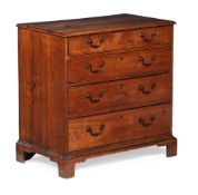 A GEORGE III FRUITWOOD CHEST OF DRAWERS, PROBABLY CHERRY, CIRCA 1780