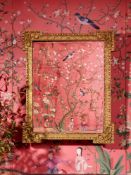 A GEORGE II CARVED GILTWOOD 'KIT-KAT' MIRROR, CIRCA 1740