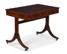 Y A GEORGE III MAHOGANY AND ROSEWOOD CROSSBANDED WRITING TABLE, CIRCA 1810