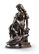 EUGÈNE ANTOINE AIZELIN (1821-1902), A LARGE BRONZE FIGURE 'MIGNON', LATE 19TH CENTURY