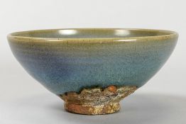 nice antique Chinese bowl in blue crackle glazed earthenware