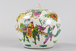antique Chinese ginger-jar in porcelain with a polychrome decor