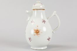 18th Cent. Chinese lidded jug in porcelain with a floral polychrome decor