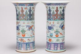 pair of 19th Cent. Chinese vases in porcelain with a polychrome decor Brought from China by the heir