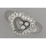 characteristic Chopard signed "Happy Diamonds" ring in white gold with ca 1,20 carat of very high qu