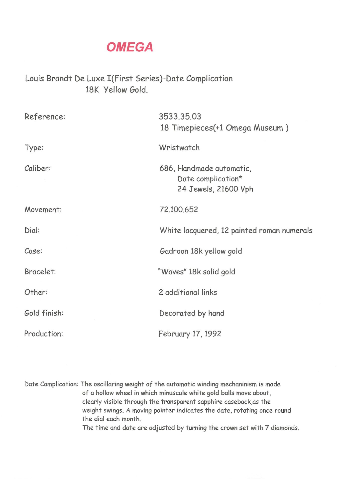 very rare handmade completely original "Omega - Louis Brandt de luxe (First Series)" automatic wrist - Bild 9 aus 9