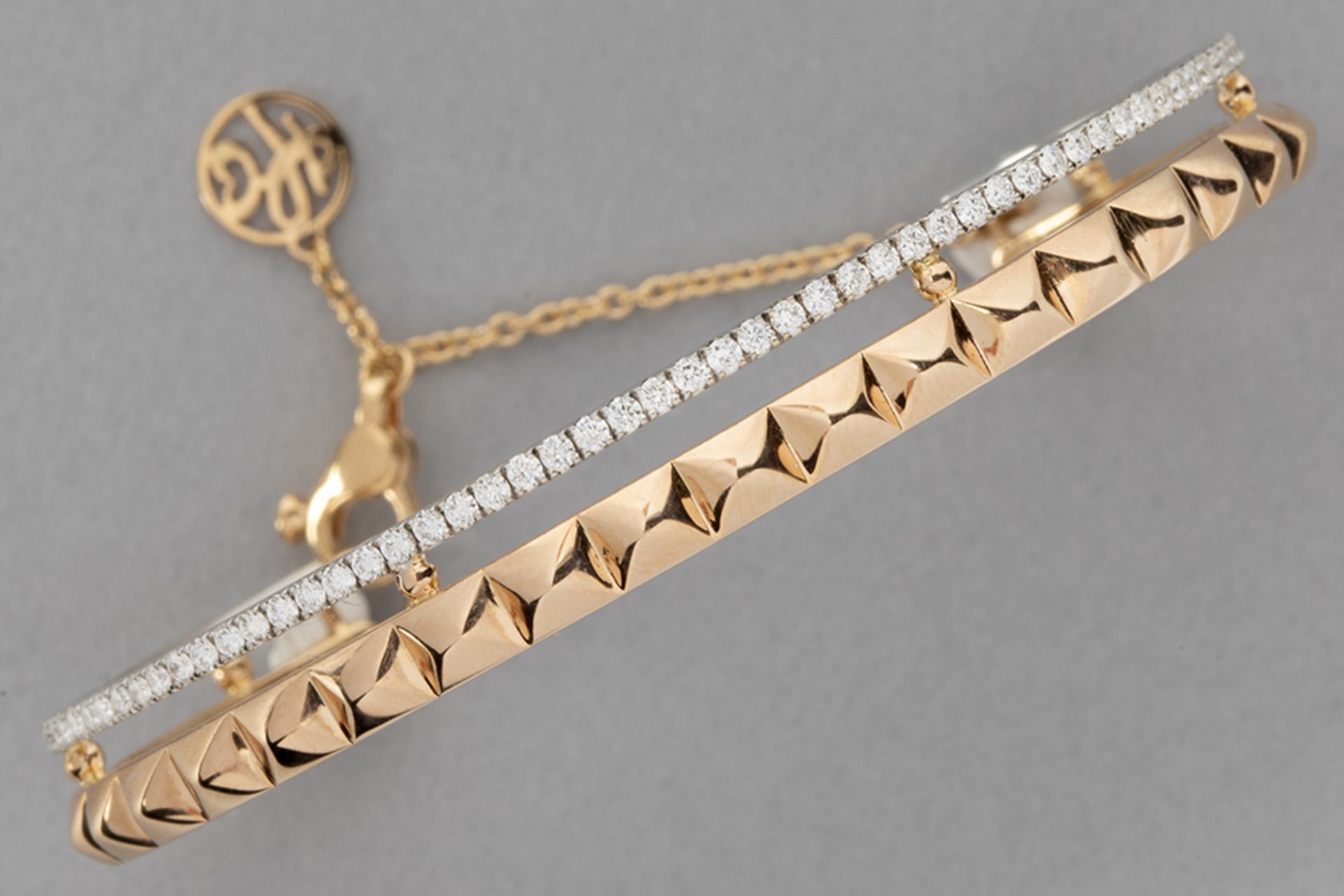Hulchi Belluni bracelet in white and pink gold (18 carat) with ca 0,75 carat of high quality brillia