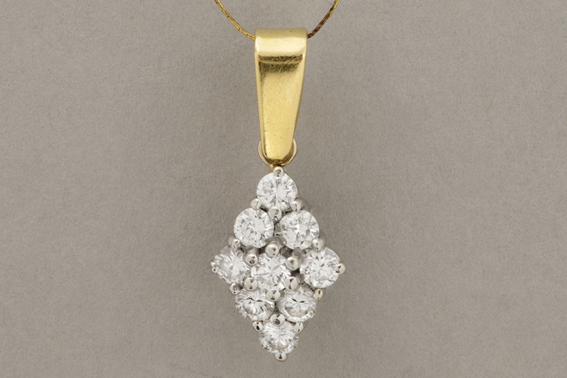 rhombic pendant in white gold (18 carat) with half a carat of quality brilliant cut diamonds-with ce