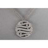 Hulchi Belluni necklace in white gold (18 carat) with a large round pendant with organic wavy design