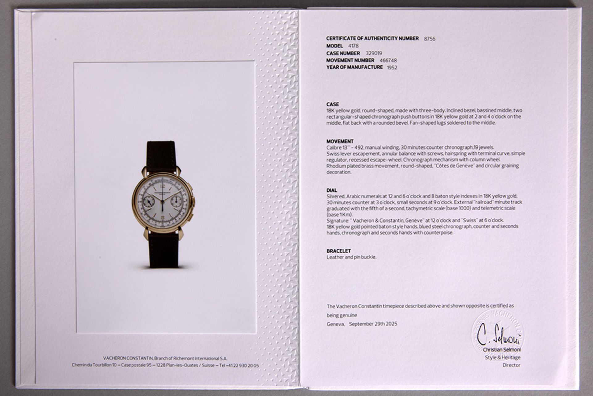 important "Vacheron-Constantin Chronograph - Ref 4178 " Les Collectionneurs" wristwatch (Cal. 492) i - Bild 6 aus 6