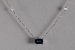 Clem Vercammen Collection necklace in white gold (18 carat) with a rare 1,44 carat 'London Blue Top