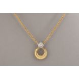 necklace in yellow gold (18 carat) with a pendant with ca 0,10 carat of high quality brilliant cut d