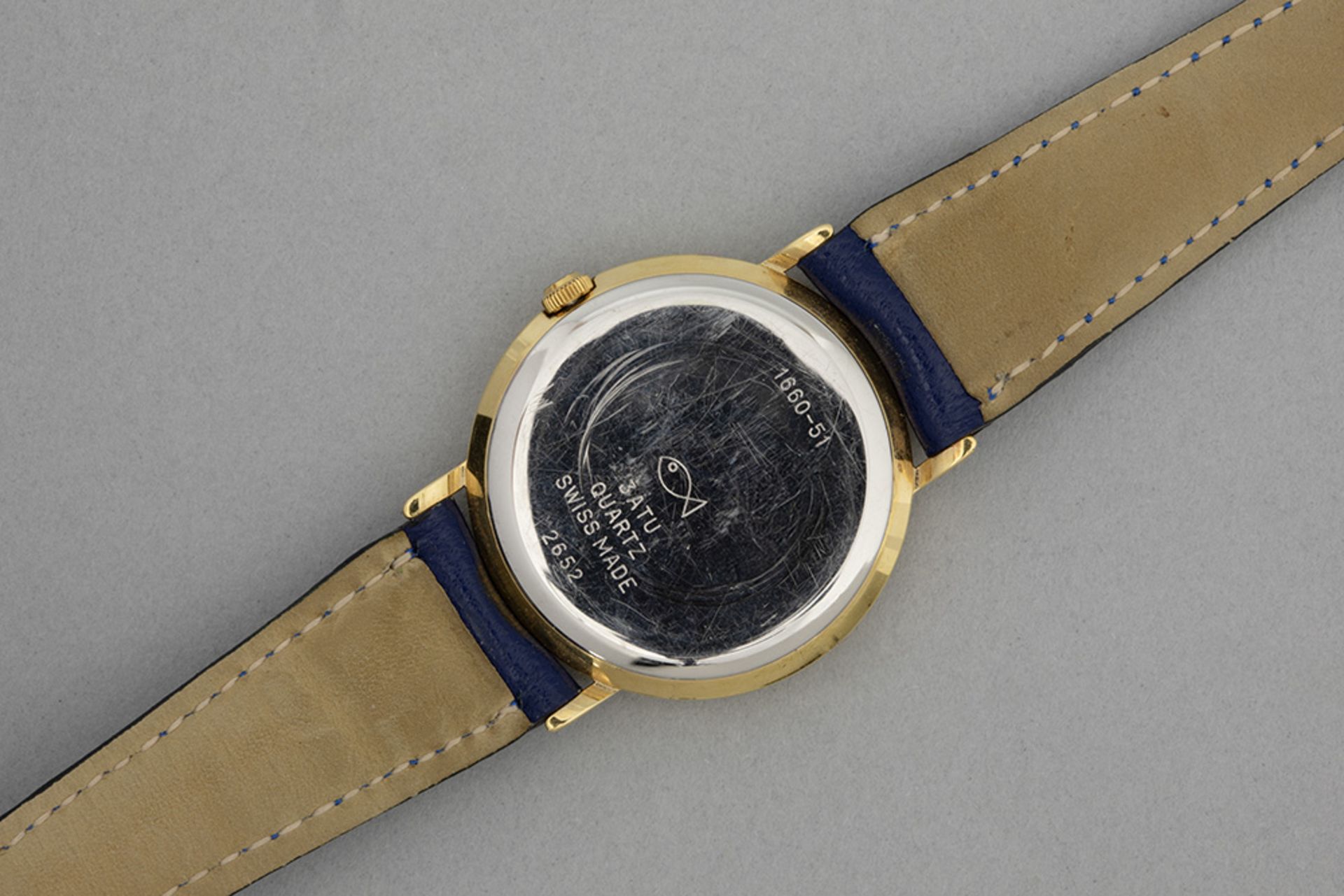 Favre-Leuba marked quartz wristwatch in gold on steel with moonphase and date - with its box - Bild 3 aus 4