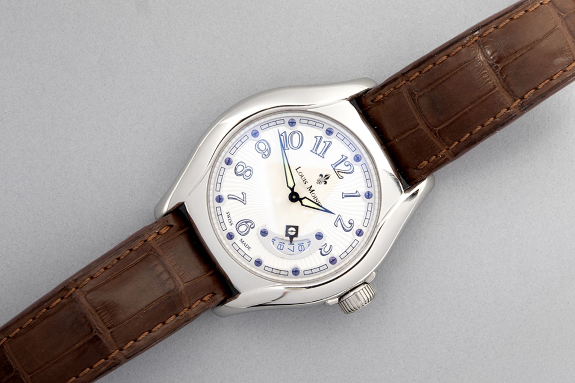 completely original Louis Moinet marked "Date Scope" automatic skeleton wristwatch in steel - with i - Bild 3 aus 8