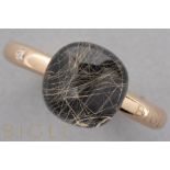 matching Bigli signed 'Mini Sweety' design ring in rose gold (18 carat) with a rutilated quartz cabo