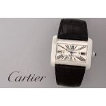 completely original automatic Cartier marked "Tank Diva" wristwatch in steel with original strap and