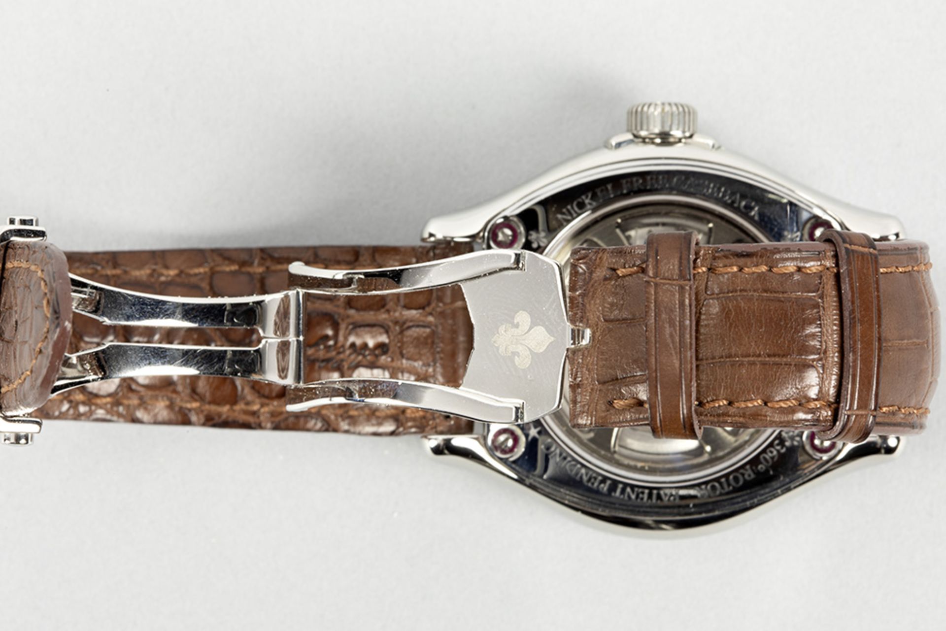 completely original Louis Moinet marked "Date Scope" automatic skeleton wristwatch in steel - with i - Bild 2 aus 8