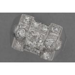 late Art Deco ring in platinum with a 1,01 carat quality old brilliant cut diamond and ca 0,80 carat