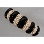 ring with a "Chaumet" style design in pink gold (18 carat) with onyx and high quality brilliant cut 