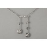early Art Deco/Edwardian "négligée" necklace in grey gold (18 carat) with ca 1,10 carat of old brill