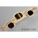 Roberto Coin signed bracelet in pink gold (18 carat) with three medallions of which two have an onyx