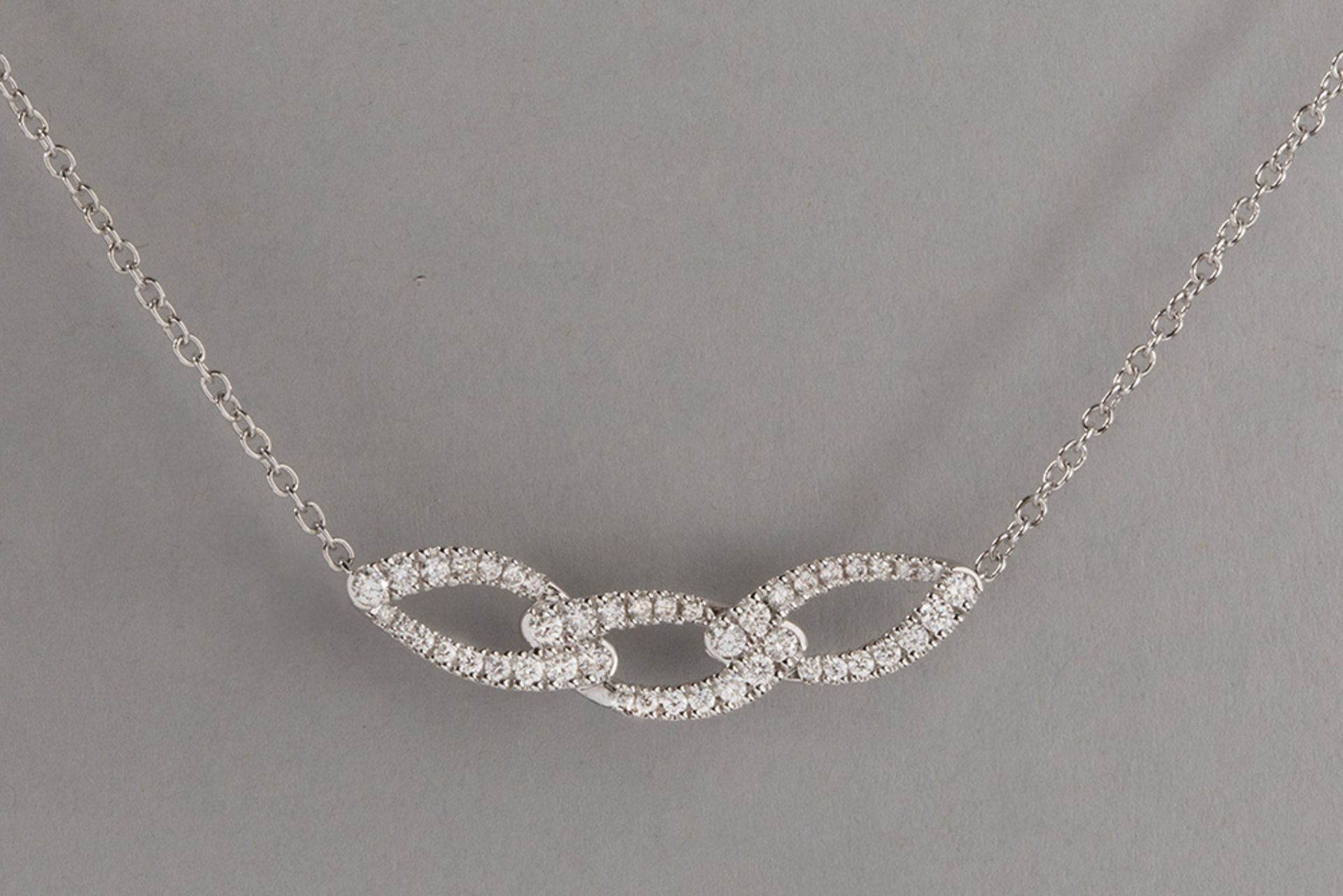 Clem Vercammen Collection necklace in white gold (18 carat) with ca 0,56 carat of high quality brill