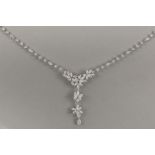 very elegant necklace with in white gold (18 carat) with 8,10 carat of top quality marquise and bril