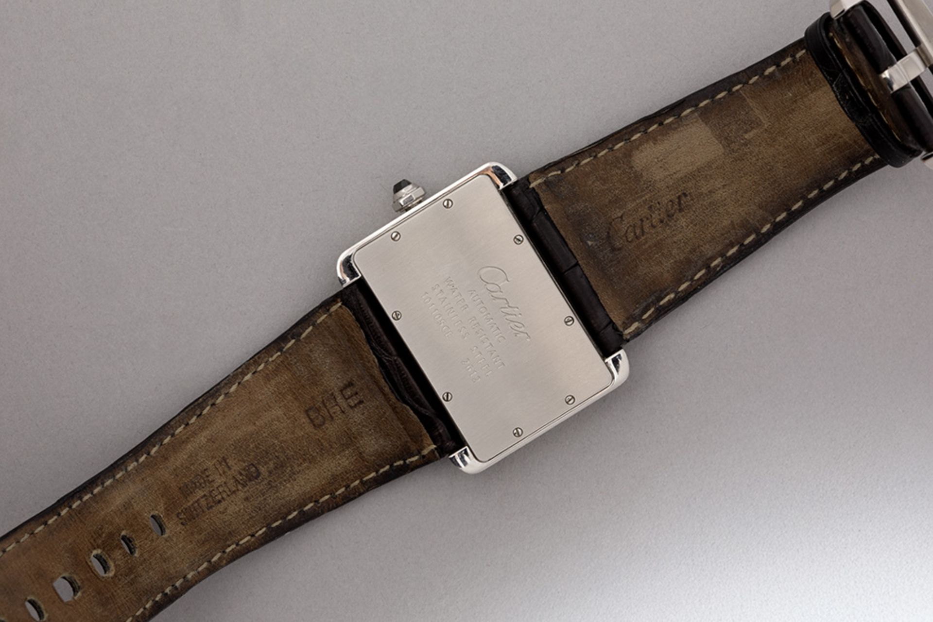 completely original automatic Cartier marked "Tank Diva" wristwatch in steel with original strap and - Bild 3 aus 4