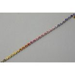 Clem Vercammen Collection bracelet in yellow gold (18 carat) with ca 8,35 carat of multicolor sapphi