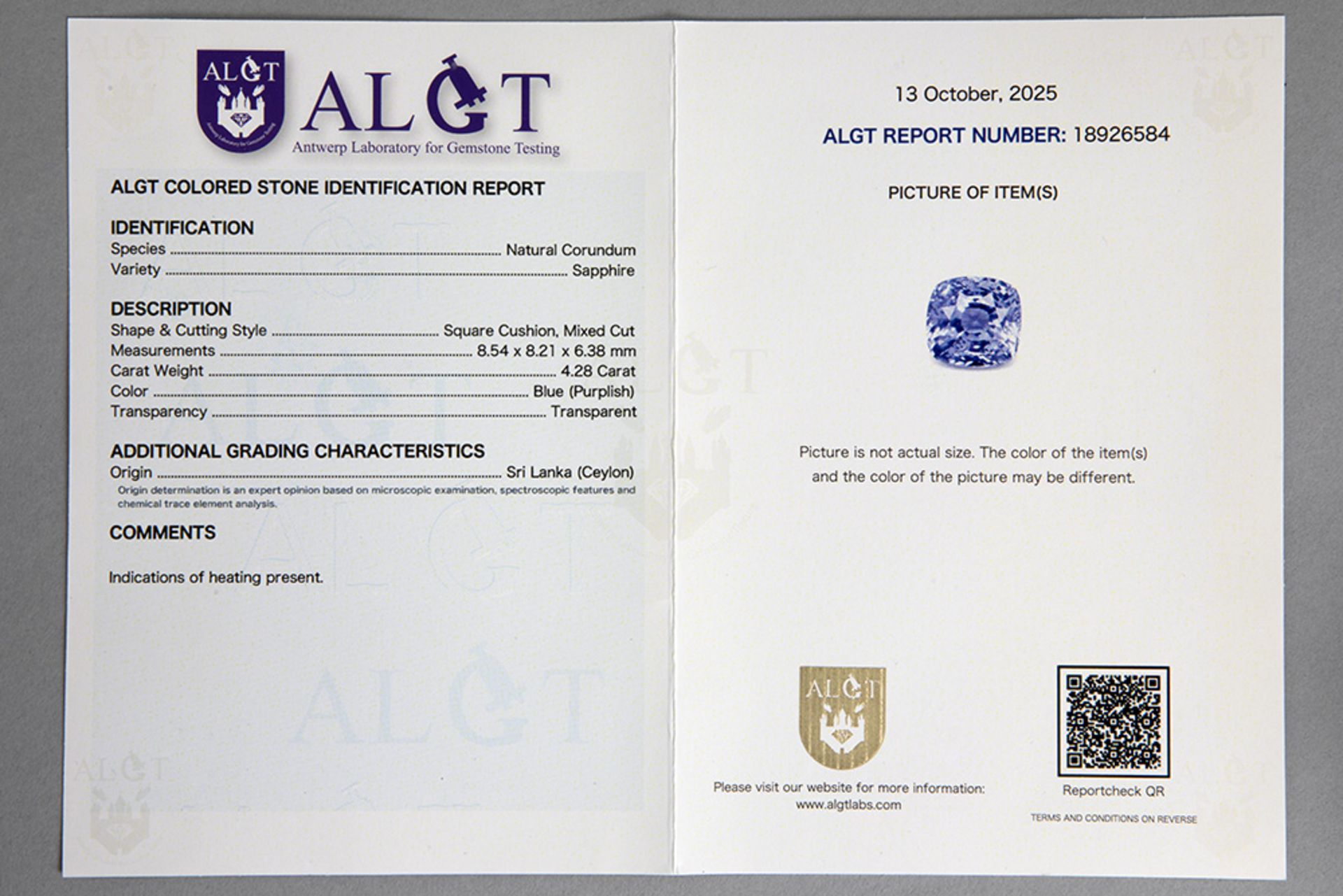 a 4,28 carat Sri Lankan sapphire with a nice purplish light blue color set in a ring in white gold ( - Bild 3 aus 3