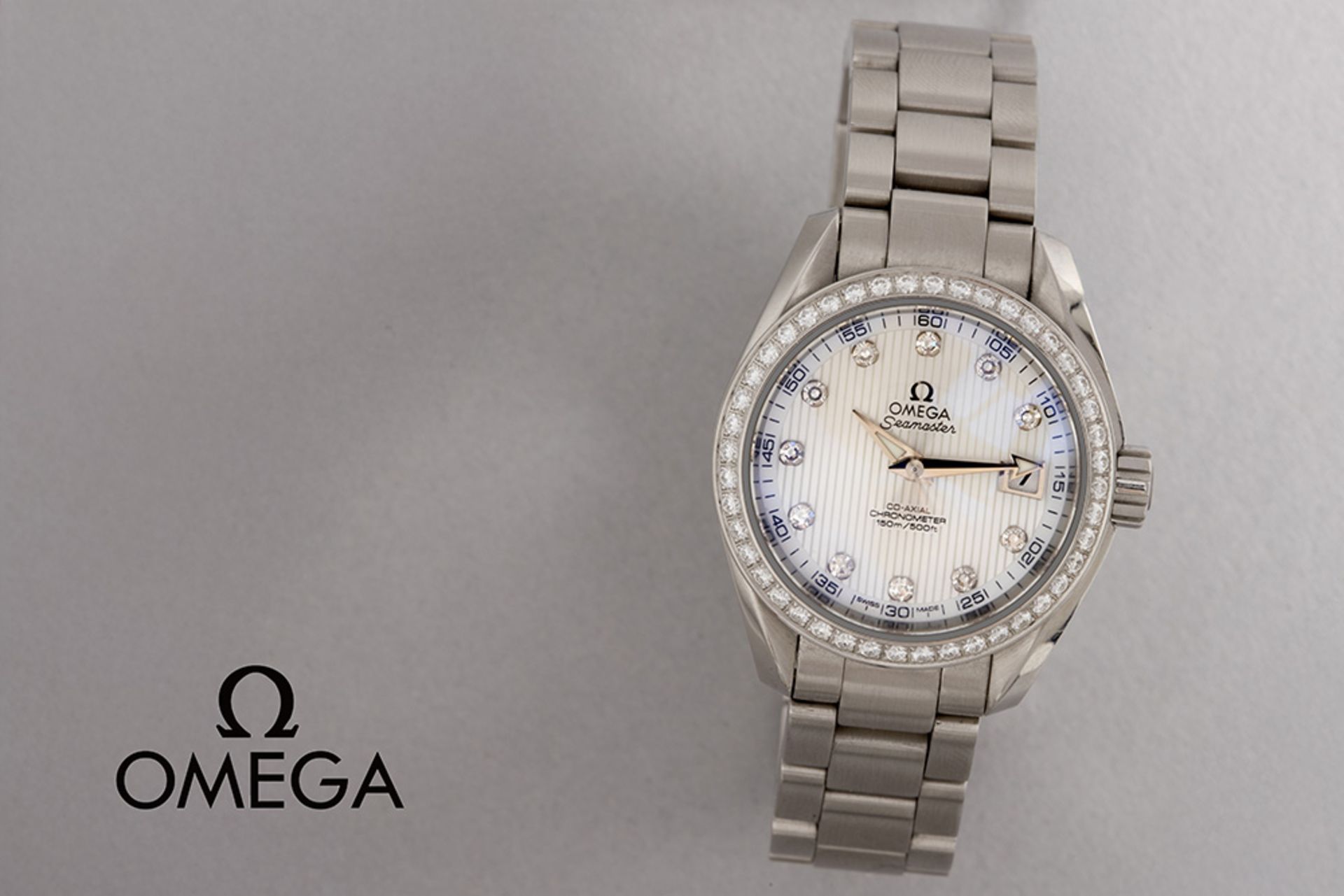 completely original Omega marked "Seamaster" ladies' wristwatch powered by a Co-axial caliber 8520 c
