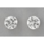 pair of earrings in white gold (18 carat) each with one brilliant - in total : 1,46 carat of high qu