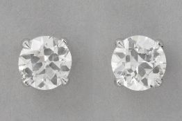 pair of earrings in white gold (18 carat) each with one brilliant - in total : 1,46 carat of high qu
