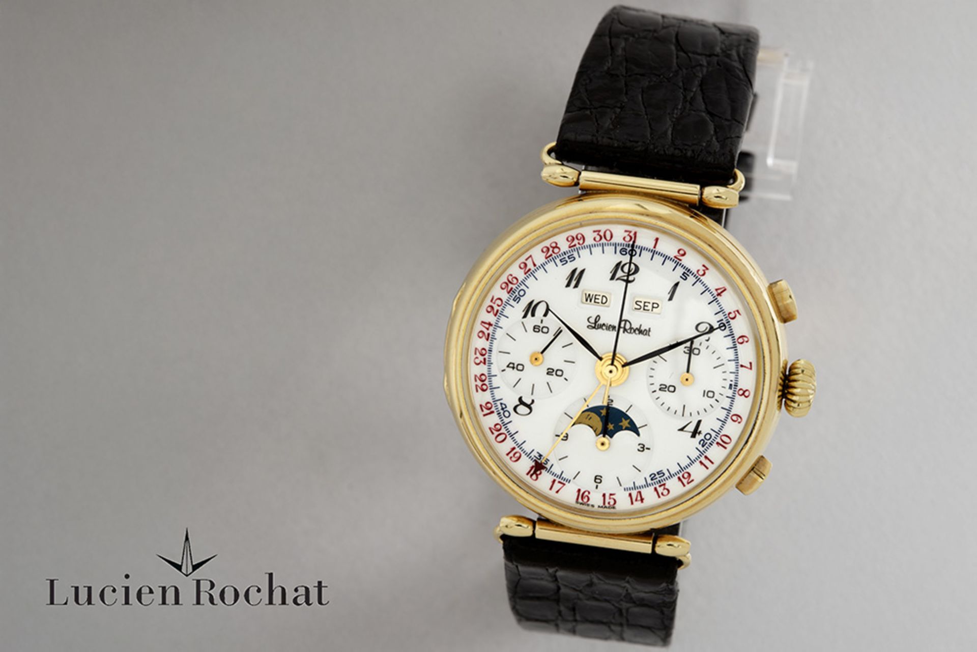 nice Lucien Rochat marked "Oignon Grande Complication" wristwatch with Hand-Wound Movement & Cal. V