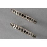 pair of (wedding) rings in white gold (18 carat), each with black diamonds with certificate by jewel